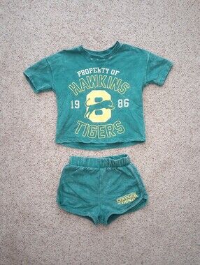 Netflix Stranger Things Property Of Hawkins Tigers Kids Shirt And Shorts 4T